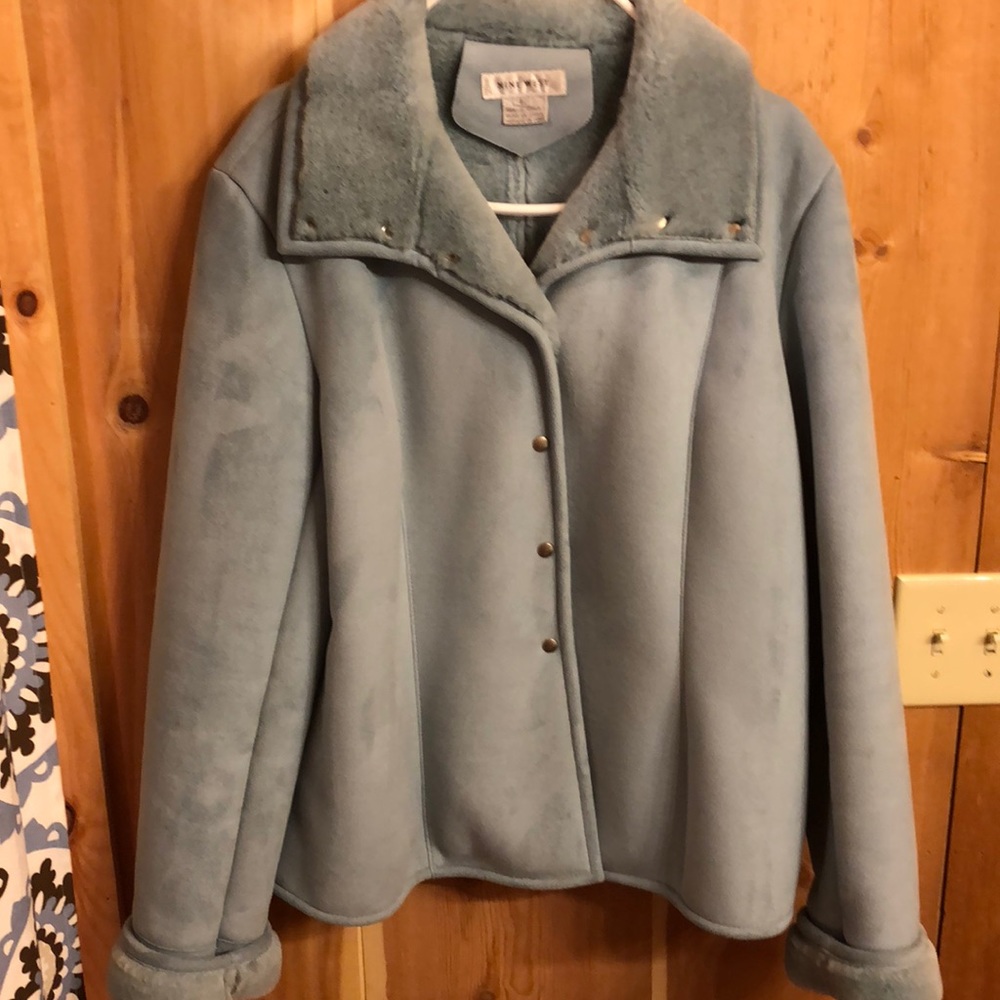 Nine West Suede Coat in Baby Blue